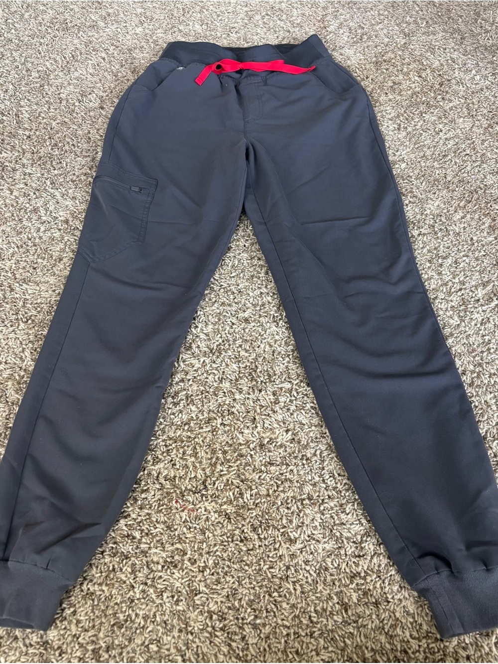 women  gray FIGS Joggers scrubs pants with Red Drawstring